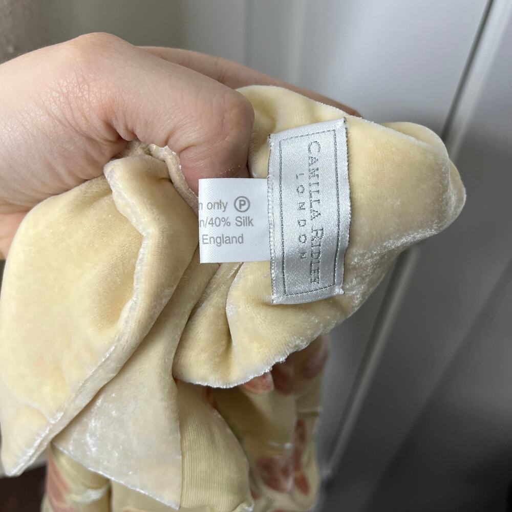 Camilla Ridley Women's Scarf Velvet Mesh Beige Art Nouveau Floral Silk ENGLAND - Picture 5 of 7